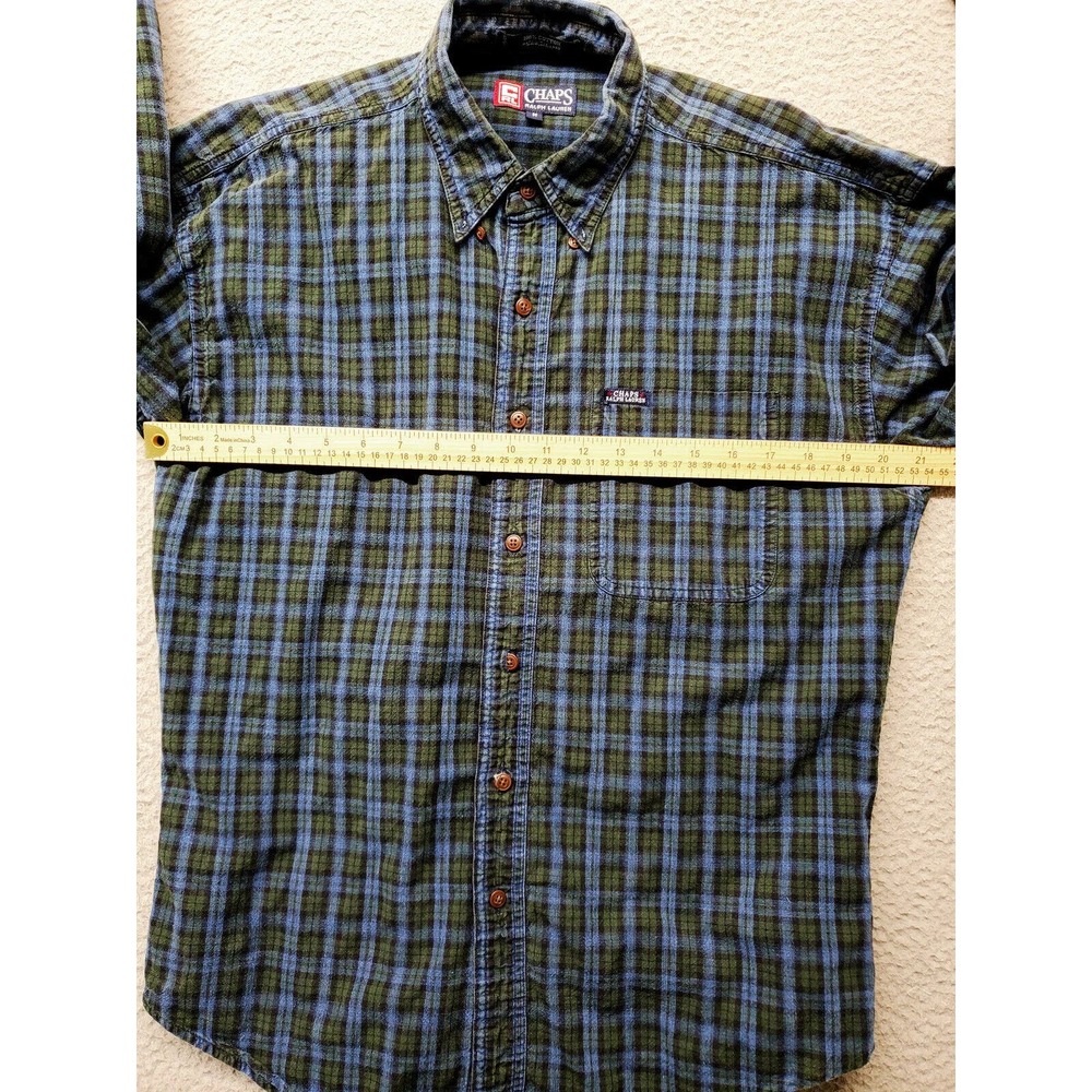 Chaps Ralph‎ Lauren Shirt Mens Medium Blue Plaid Button Down Classiccore Pocket - Picture 8 of 11